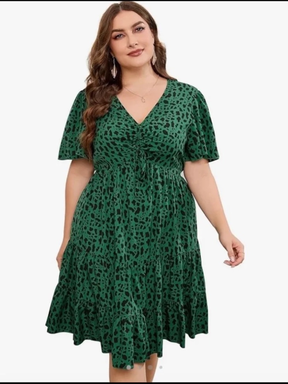 2XL green leopard dress
